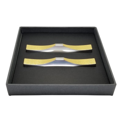 ITADAKIカトラリーレスト 箸置き2個 ステンレス 金箔【花文様(菊・桜)】H153