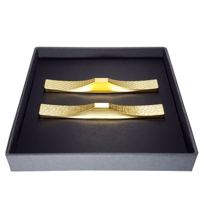 ITADAKIカトラリーレスト 箸置き2個 ステンレス 金メッキ【吉祥文様(青海波・七宝)】H154