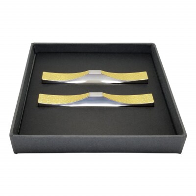 ITADAKIカトラリーレスト 箸置き2個 ステンレス 金箔【吉祥文様(青海波・七宝)】H155