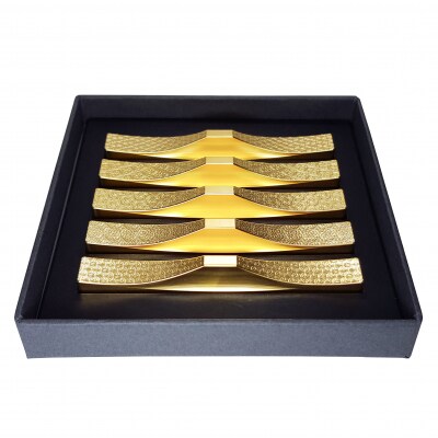 ITADAKI カトラリーレスト 箸置き 5個セット/ステンレス(花文様・金メッキ)(J158)