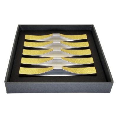 ITADAKI カトラリーレスト 箸置き 5個セット/ステンレス(花文様・金箔)(J158)