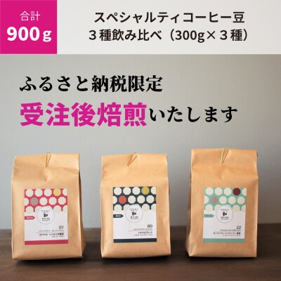 (粉)【受注後焙煎/900g】スペシャルティコーヒー3種飲み比べ(300g×3種)(C188)