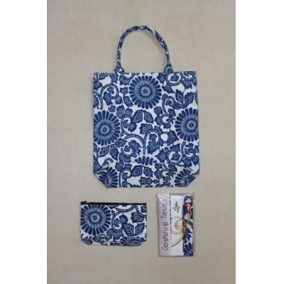 オリジナル河内木綿柄和物セット(紺)(B119)