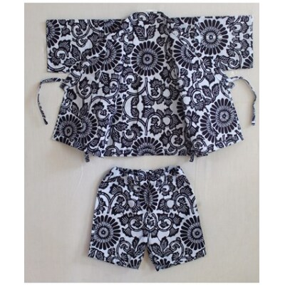 オリジナル河内木綿柄お子様用甚平セット(紺)(D106)