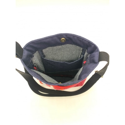 りんごの木　さをり織りポケットショルダー【青系】(A273)