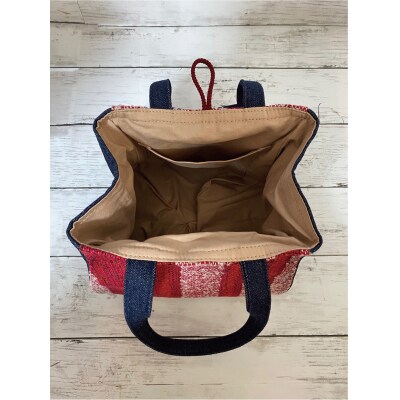 さをり織り柿バッグ・印鑑ケースセット【柿バッグ・印鑑ケースセット(赤系)】(B209)