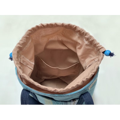 りんごの木　さをり織りバケット・ミニポーチセット【青系】(B219)