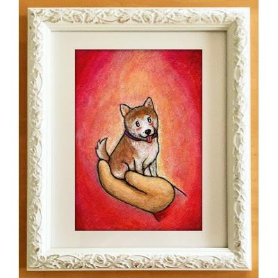 ペット肖像童画制作(約B5サイズ・額装込)(I118)