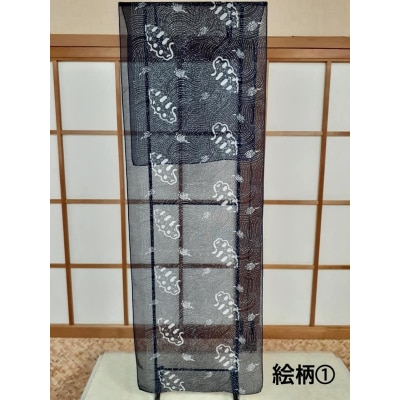 河内木綿文様、肌に優しい藍手染めストール【絵柄1】(H133)