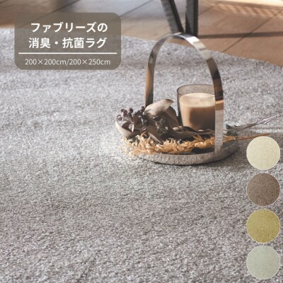 (グレー/200×200cm)4色から選べるファブリーズの消臭・抗菌ナイロンラグ/T113