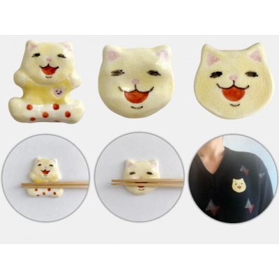 ニャオざねのブローチ・箸置きセット