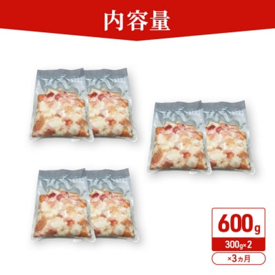 《定期便3ヵ月》羽後和牛 ミックスホルモン 600g(300g×2)[No.5325-0402]