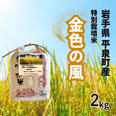 【令和8年産予約】平泉町産 金色の風 精米 2kg 令和8年10月初旬より順次発送【mih005】
