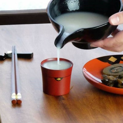 秀衡塗　栃ぐいのみ (朱)