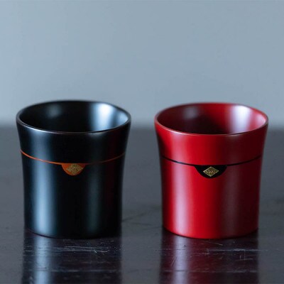 秀衡塗　栃ぐいのみ(朱・黒)各1個