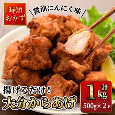 時短おかず 揚げるだけ 大分からあげ 醤油にんにく味 (計1kg・500g×2パック) 