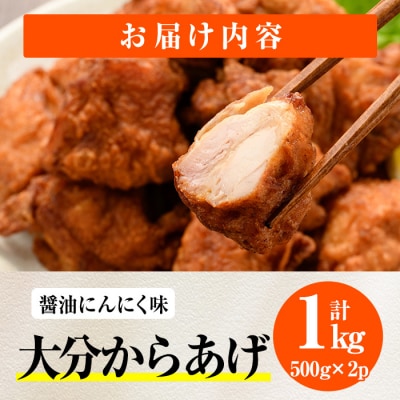時短おかず 揚げるだけ 大分からあげ 醤油にんにく味 (計1kg・500g×2パック) 