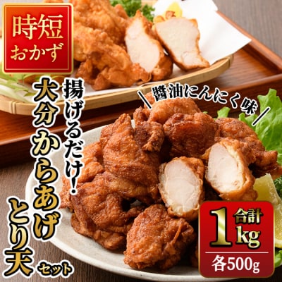 時短おかず 揚げるだけ 大分からあげ 醤油にんにく味・とり天セット (計1kg・各500g) 