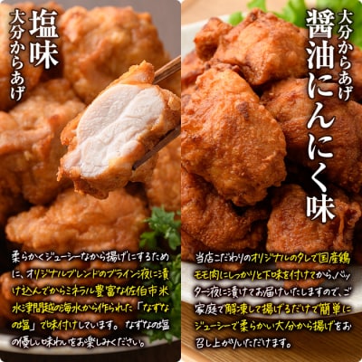 時短おかず 揚げるだけ 大分 からあげ 醤油にんにく味・塩からあげ セット (合計1kg・各500g