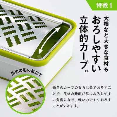 快菜 スーパーおろし器 グリーン| 滑り止め　受皿 水切り付 SSK-10　H10-153