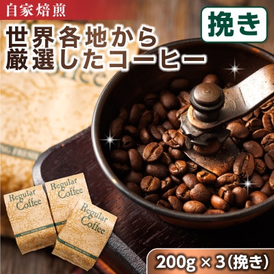 ベンデドール 自家焙煎 珈琲豆 店主おまかせ プレミアム コーヒーセット　200g×3個　【挽き】