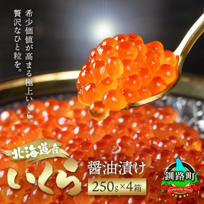 いくら醤油漬け 250g×4箱 <北海道産の鮭卵>