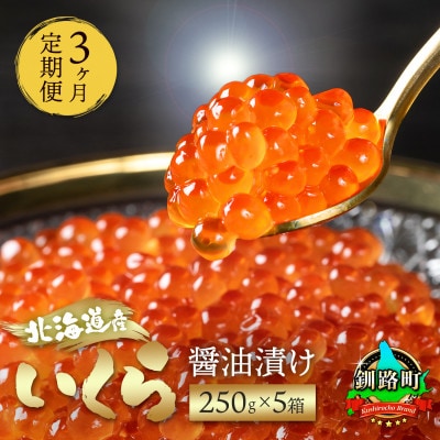 【毎月定期便】いくら醤油漬け 250g ×5個セット <北海道産の鮭卵>全3回