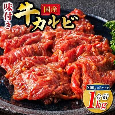 国産味付牛カルビ 200g×5パック(合計1kg)