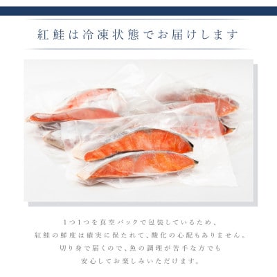 【毎月定期便】魚のプロの極切り! 紅鮭 切身 半身 1kg以上＜2切れ×5パック 計10切れ＞全3回