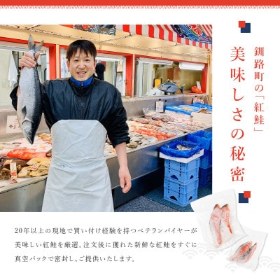 【毎月定期便】魚のプロの極切り! 紅鮭切身 半身 2kg以上<2切×10パック 計20切>全12回