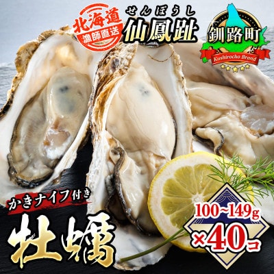 【先行受付】仙鳳趾名産 牡蠣 100～149g×40個+かきナイフ付K4-2