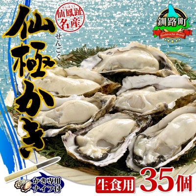 殻付き牡蠣 仙極かき 35個 生食用(かきナイフ付) 冷蔵 北海道釧路町
