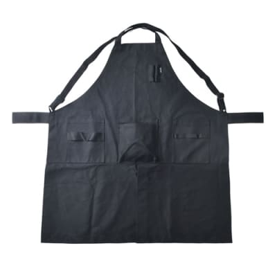 D35-13「㐂.」KITEN キャンパーズエプロン 黒×黒 〈焚き火用多機能エプロン〉