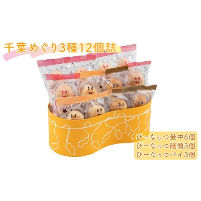 千葉めぐり3種 12個詰 ぴーなっつ最中 ぴーなっつ饅頭 ぴーなっつパイ セット[54020481]