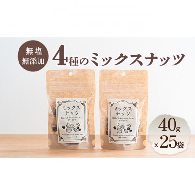 ミックスナッツ 4種 無塩 無添加 40g×25袋[54041108]