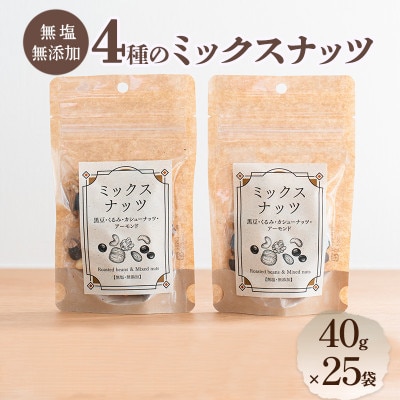 ミックスナッツ 4種 無塩 無添加 40g×25袋[54041108]