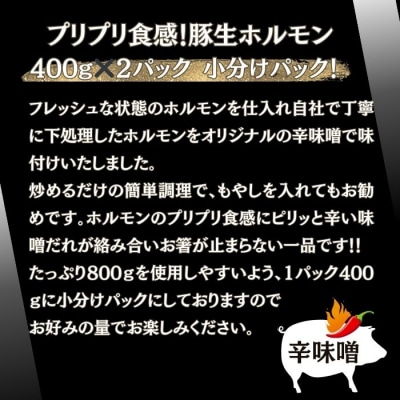 国産 豚 生ホルモン 辛味噌味 800g(400g×2パック) 冷凍 小分け 味付 簡単 AB