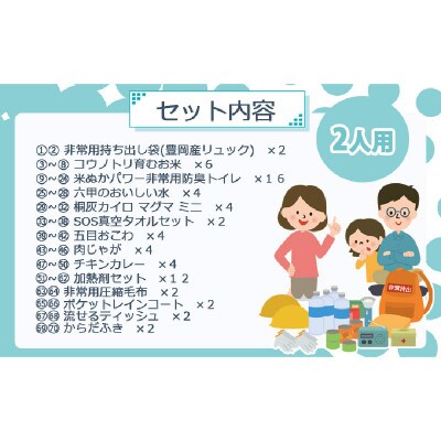 2人用  70点防災グッズ 豊岡産 ネイビー&イエロー