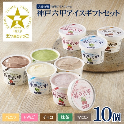 【安定剤・着色料不使用】 共進牧場 牧場アイスクリーム 10個 神戸六甲 アイスギフトセット