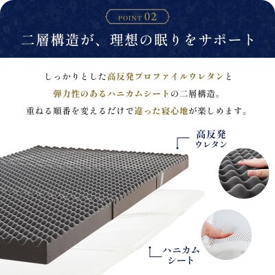 二層式 体圧分散マットレス レギュラー ハニカムシート入り シングル グレー