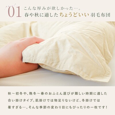 羽毛布団 羽毛 掛け布団 色(グレー) ダウン90% 0.7kg入り シングルロング