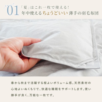羽毛布団 羽毛肌掛け布団 色(グレー) ダウン90% 0.25kg入り シングルロング 夏掛け布団