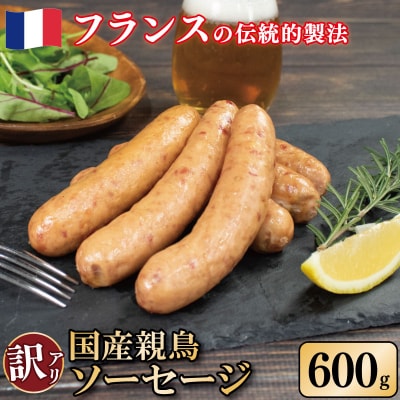 訳あり 国産鶏 ソーセージ 600g 親鳥 極太