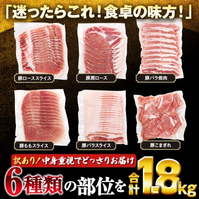 【訳あり】くすの 豚 1.8kg バラエティーパック