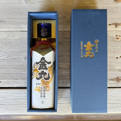 【伊是名酒造所・琉球泡盛】古酒10年 金丸 43度 3合瓶(720ml)琉球ガラス おちょこセット