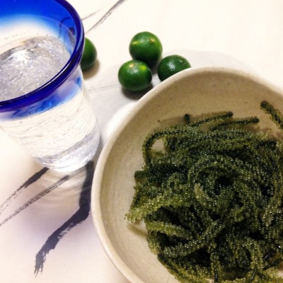 伊是名島産海ぶどう3袋&泡盛いぜな島ワンカップ3本セット