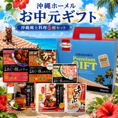 のし付き　沖縄ホーメル お中元ギフト 沖縄郷土料理6種レンジアップセット