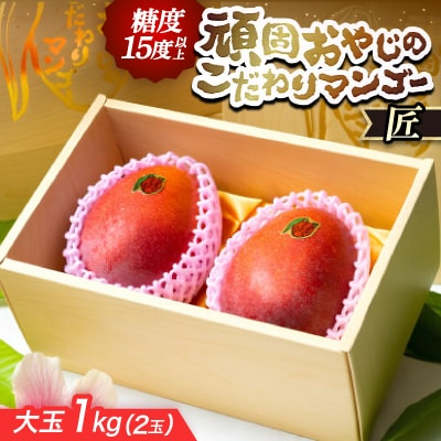 【2026年発送・糖度15度以上保証】頑固おやじのこだわりマンゴー匠 大玉1kg(2玉)