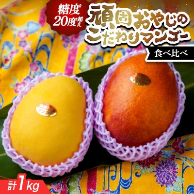 【2026年発送・家庭用】頑固おやじのこだわりマンゴー 食べ比べ1kg 糖度20度超えの金蜜マンゴー