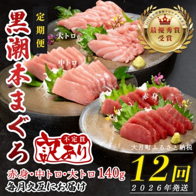【定期便 12回】高知県産 本マグロ 大トロ・中トロ・赤身 (不定貫) 月替わり